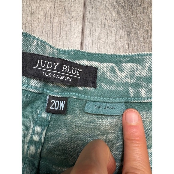 Judy Blue‎ Women's Sea Green High Rise Raw Hem Dad Jeans NWT Size 20W - Picture 13 of 16